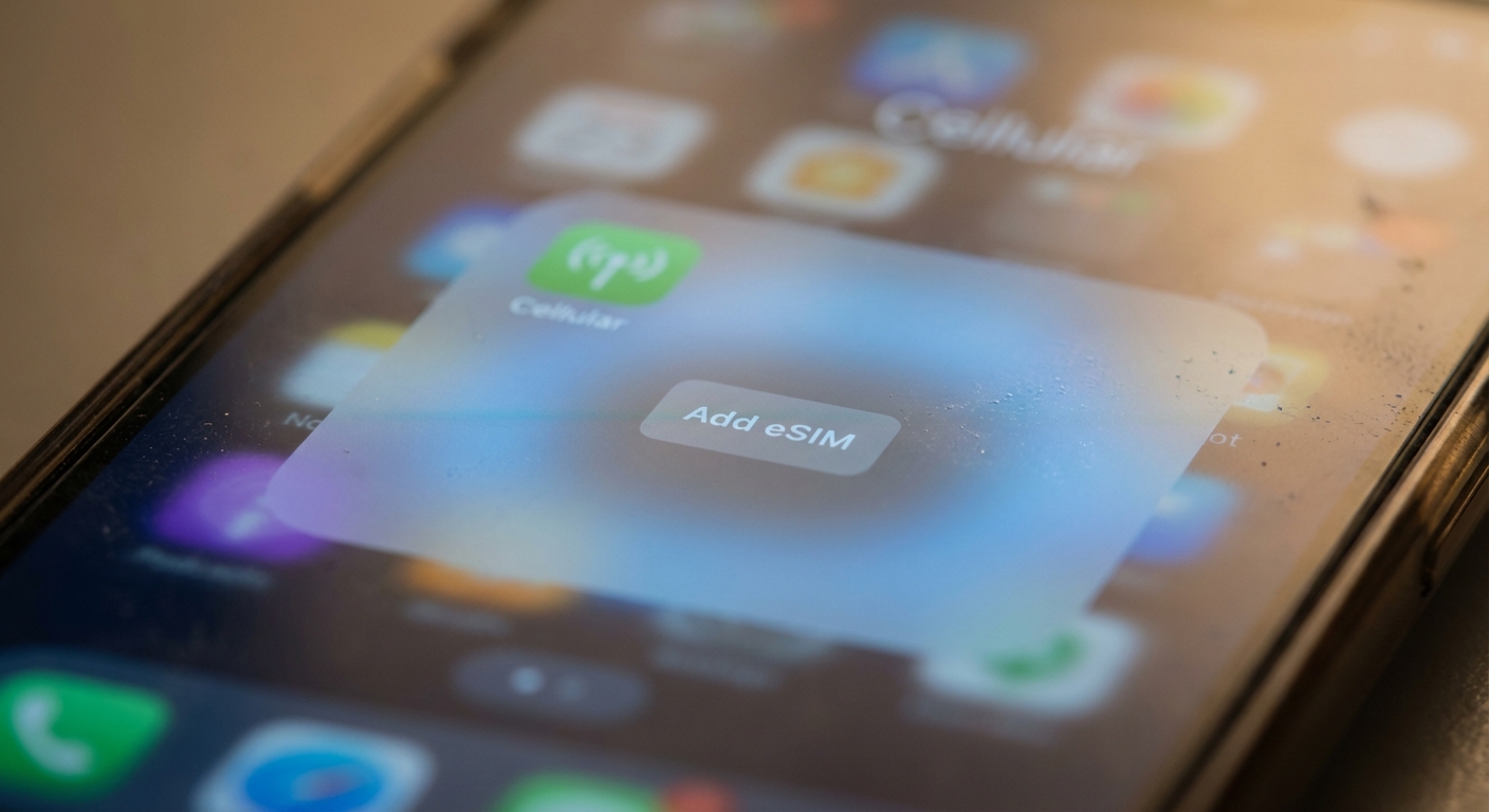 iPhone cellular settings screen with the option to add eSIM