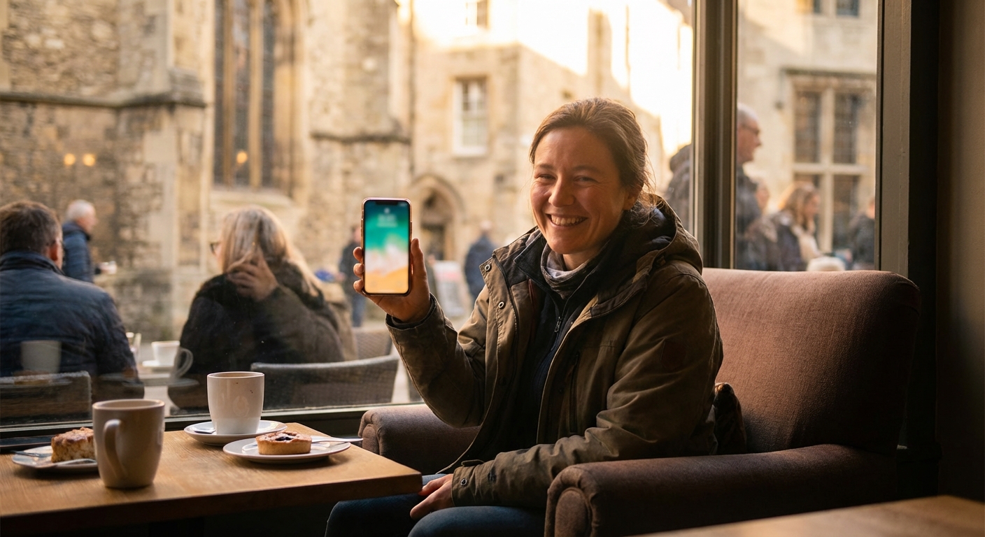 מטייל ישראלי בבית קפה בחו