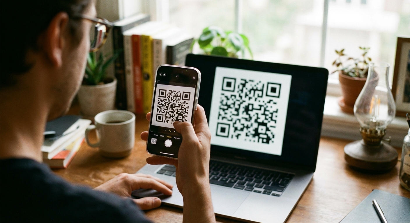 סריקת קוד QR מהמחשב עם האייפון כדי להתקין את ה-eSIM