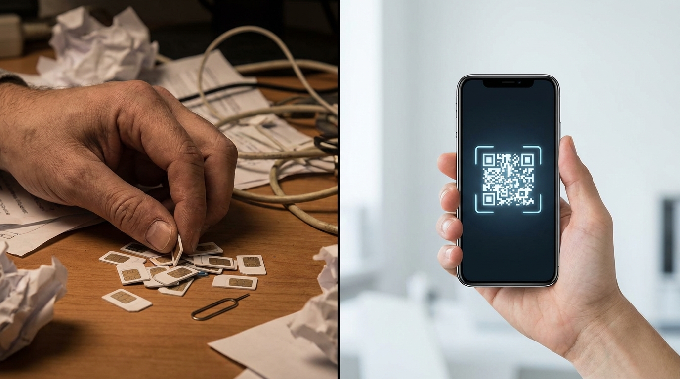 ההבדל בין התעסקות עם כרטיס סים פיזי לבין הפעלה דיגיטלית ונוחה של eSIM